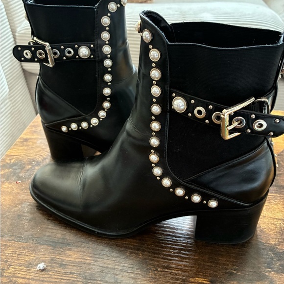 Zara Shoes - ZARA-Black Pearl-Studded Ankle Boots, size 41EU/10US
